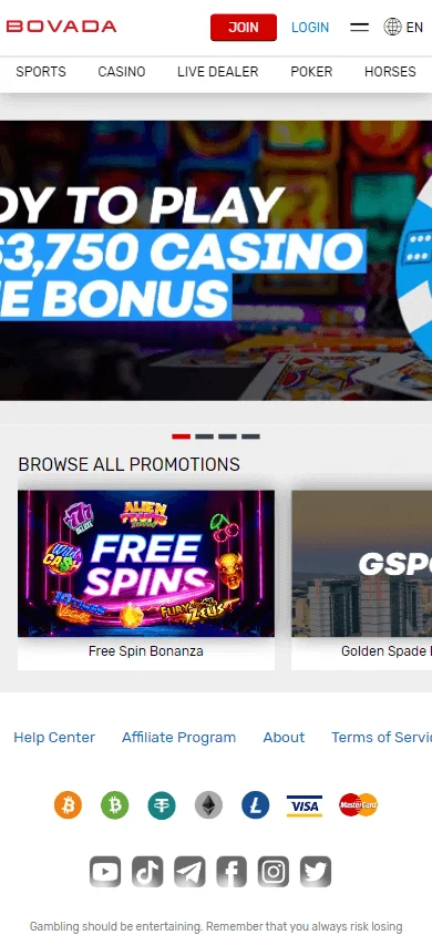 Bovada Casino mobile browser promotions and rewards offers